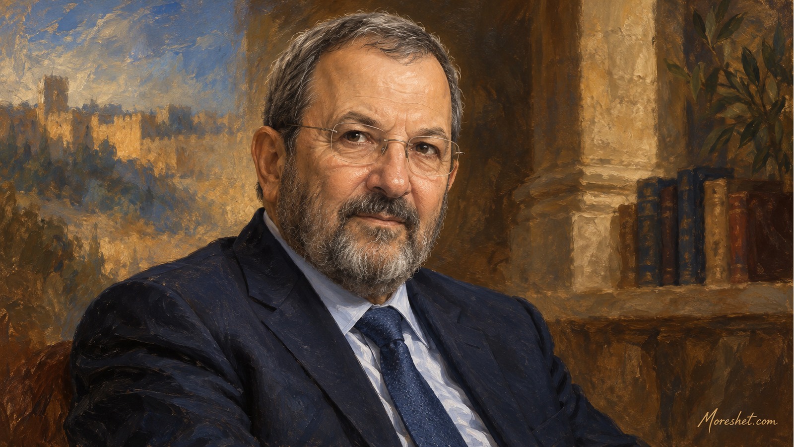 אהוד ברק — דיוקן אמנותי שנוצר באמצעות בינה מלאכותית