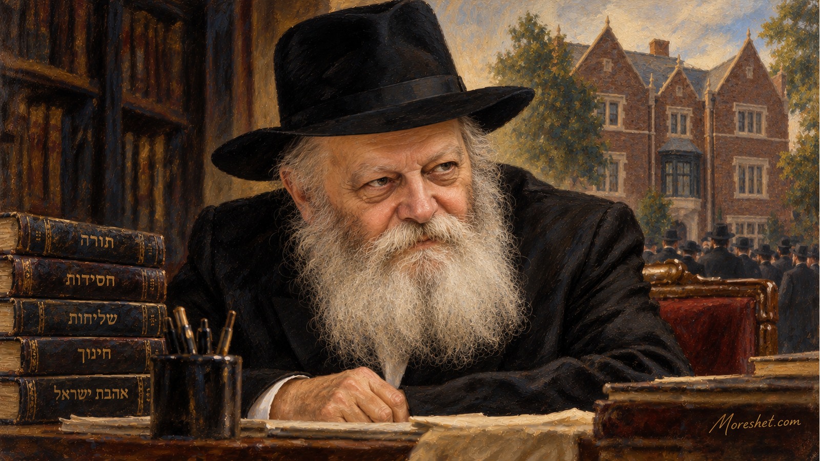 רבי מנחם מנדל שניאורסון (הרבי מלובביץ') — דיוקן אמנותי שנוצר באמצעות בינה מלאכותית